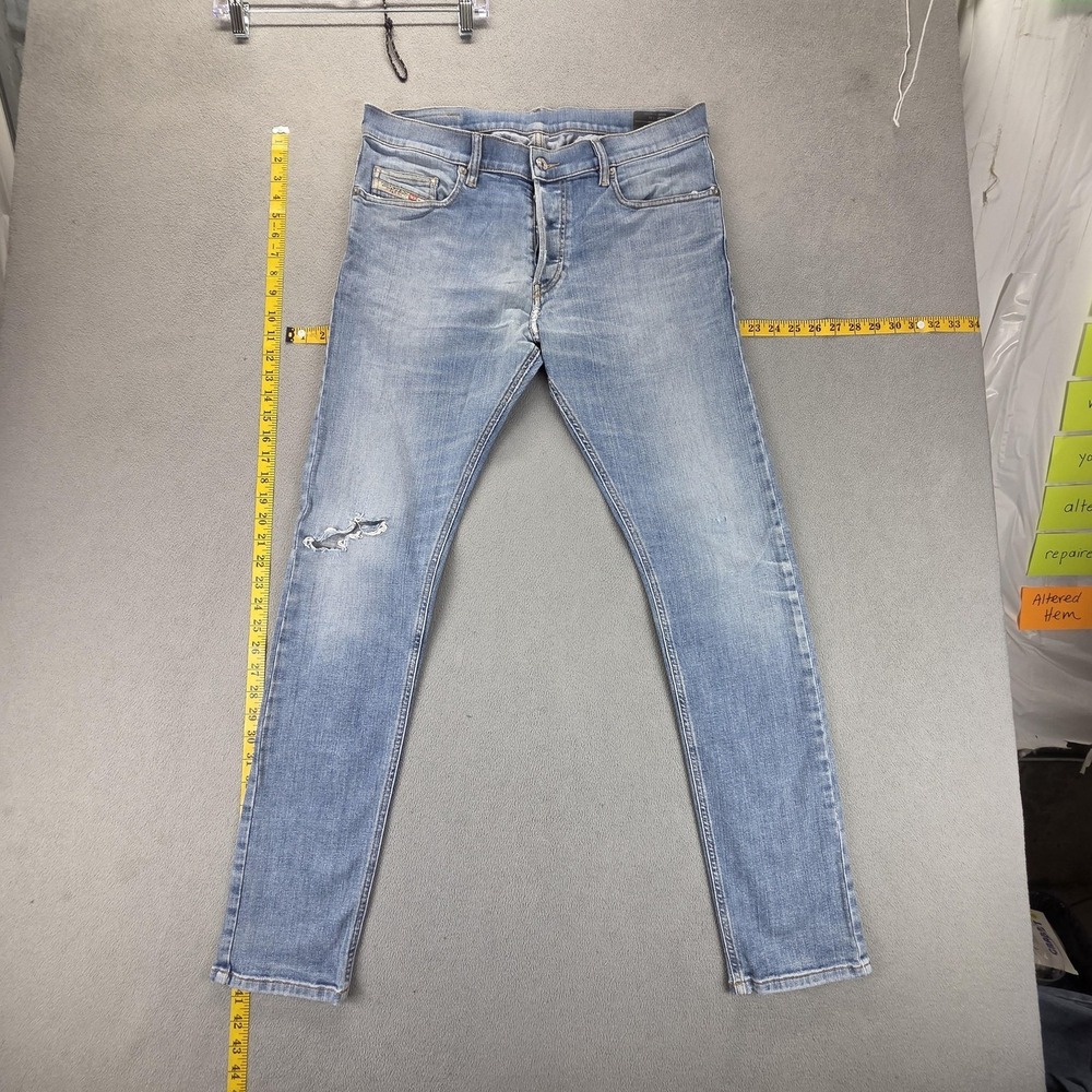 Diesel Jeans Mens 32x32‎ Blue D-Luster Slim Stretch Distressed Button Fly 009ZR
